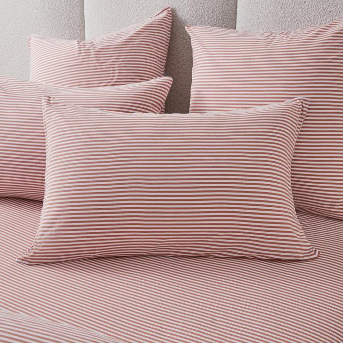 Pillowcases |  Ultra Soft Jersey Clay Stripe Pillowcases Bedlinen Pillowcases