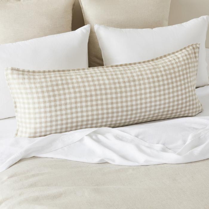 Pillowcases |  Vintage Washed Linen Check Bolster Pillowcase Bedlinen Pillowcases