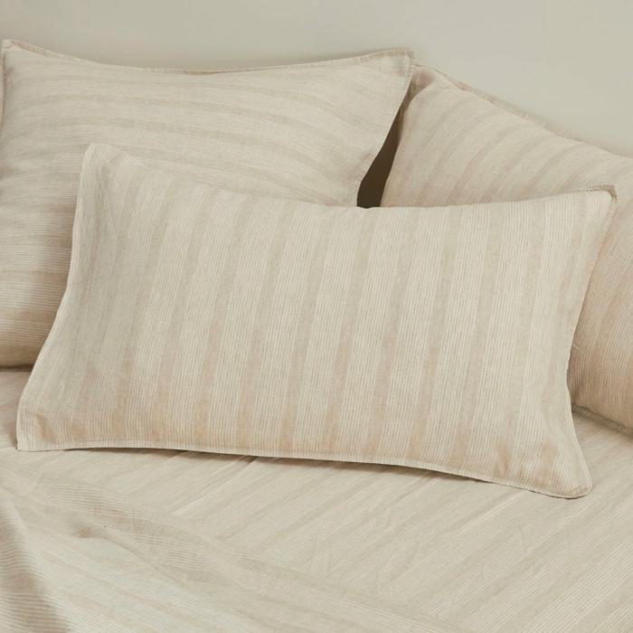 Pillowcases |  Vintage Washed Linen Fine White & Linen Stripe Pillowcases Bedlinen Pillowcases