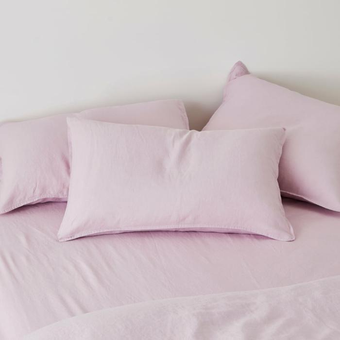 Pillowcases |  Vintage Washed Linen Mauve Pillowcase Bedlinen Pillowcases