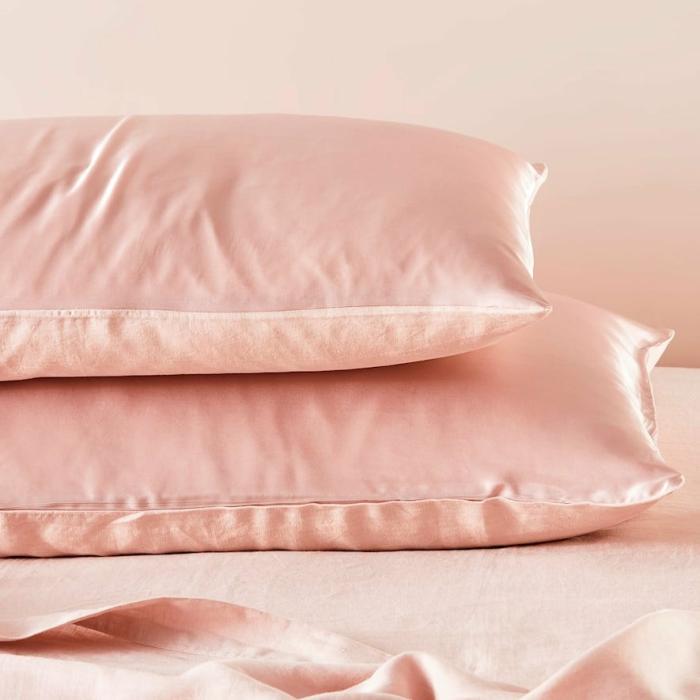 Pillowcases |  Vintage Washed Linen Silk Nude Pink Pillowcase Pair Bedlinen Pillowcases