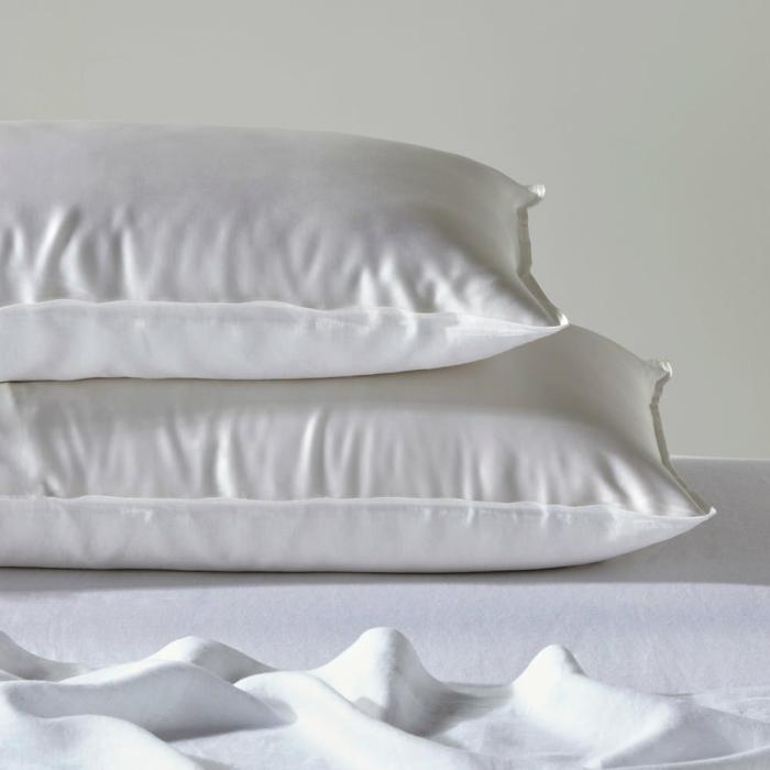 Pillowcases |  Vintage Washed Linen Silk White Pillowcase Pair Bedlinen Pillowcases