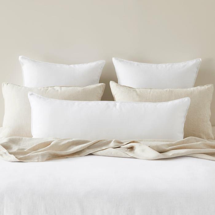 Pillowcases |  Vintage Washed Linen White Bolster Pillowcase Bedlinen Pillowcases