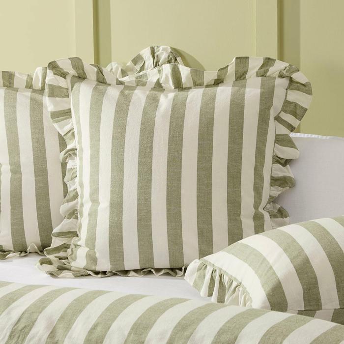 Pillowcases |  Willow Ruffle Olive Pillowcases Bedlinen Pillowcases