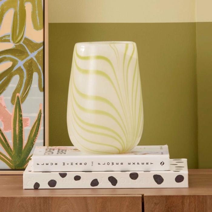 Pots, Vases & Plant Stands |  Astrid White & Green Vase Home Styling Pots, Vases & Plant Stands