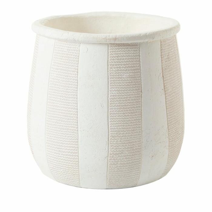 Pots, Vases & Plant Stands |  Banded Off White Stripe Pot Home Styling Pots, Vases & Plant Stands