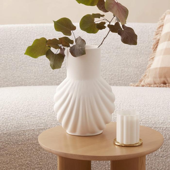 Pots, Vases & Plant Stands |  Conche White Tall Vase Home Styling Pots, Vases & Plant Stands