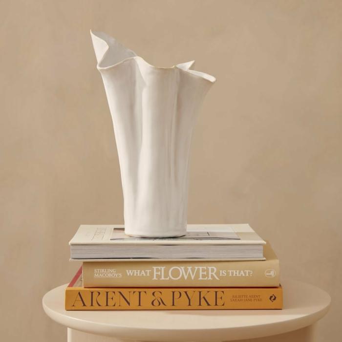 Pots, Vases & Plant Stands |  Drape White Vase Home Styling Pots, Vases & Plant Stands