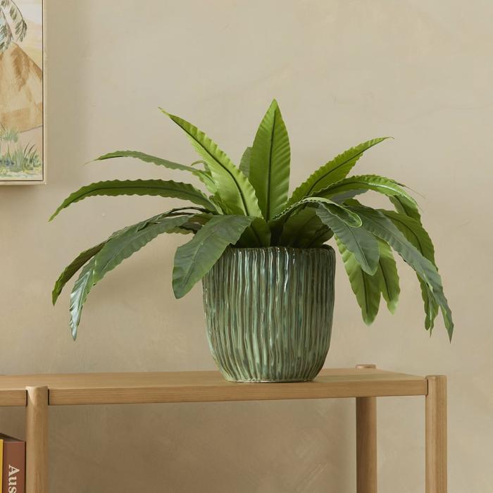 Pots, Vases & Plant Stands |  Dusk Green Rib Pot Home Styling Pots, Vases & Plant Stands