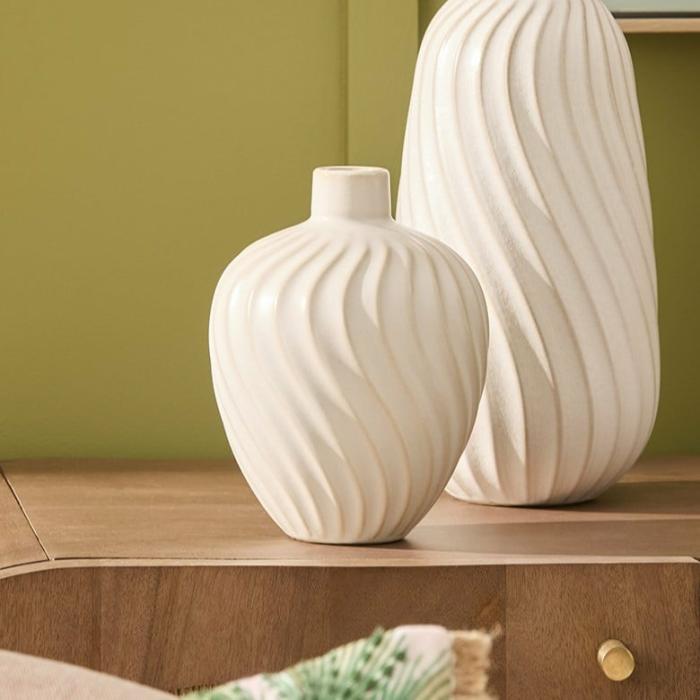 Pots, Vases & Plant Stands |  Flow Off White Round Vase Home Styling Pots, Vases & Plant Stands