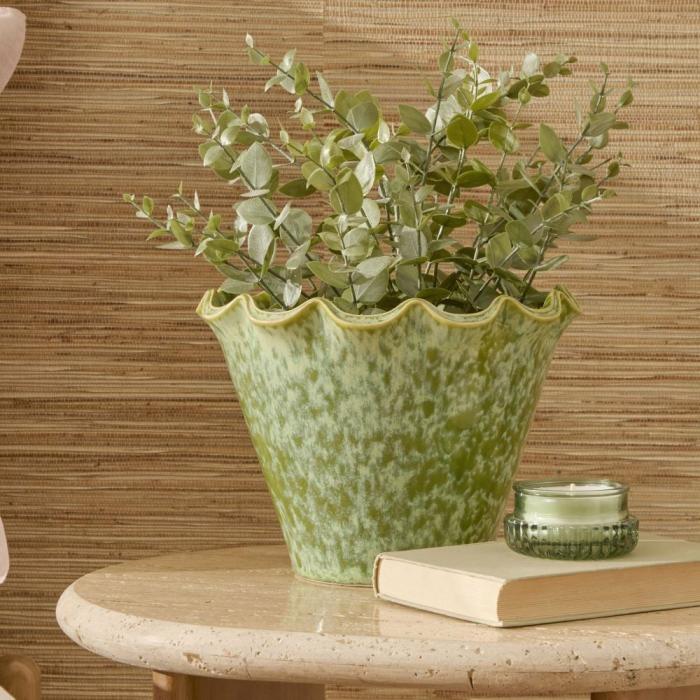 Pots, Vases & Plant Stands |  Frill Reactive Green Pot Home Styling Pots, Vases & Plant Stands