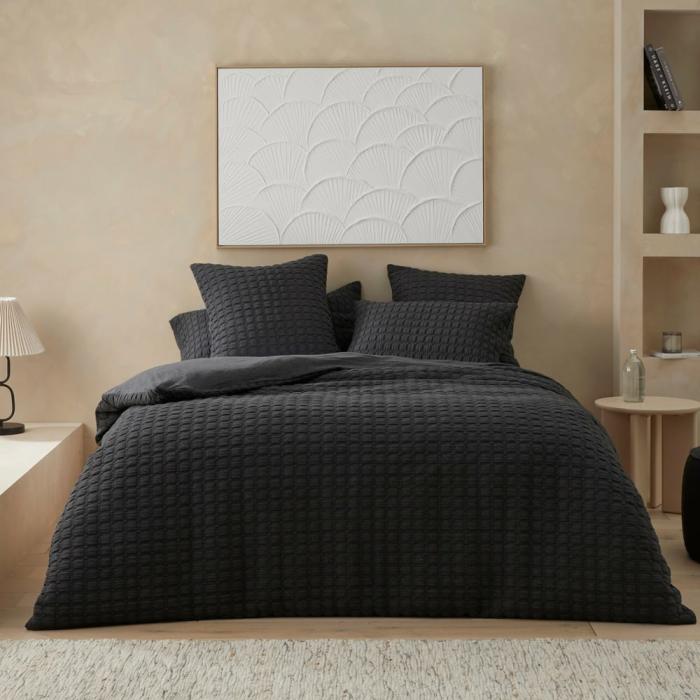 Quilt Covers |  Austin Black Marle Jersey Quilted Quilt Cover Separates Bedlinen Quilt Covers