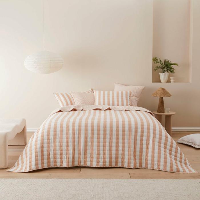 Quilt Covers |  Biscuit Stripe Quilted Coverlet Separates Bedlinen Coverlets