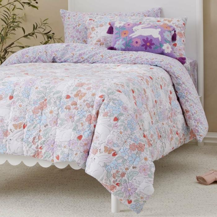 Quilt Covers & Coverlets |  Bouncing Bunnies Blush Quilted Jersey Quilt Cover Set Kids Bedlinen Quilt Covers & Coverlets