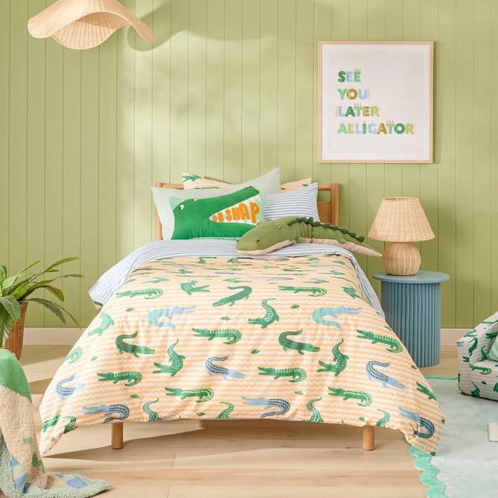 Quilt Covers & Coverlets |  Crocodile Orange Quilt Cover Set Kids Bedlinen Quilt Covers & Coverlets