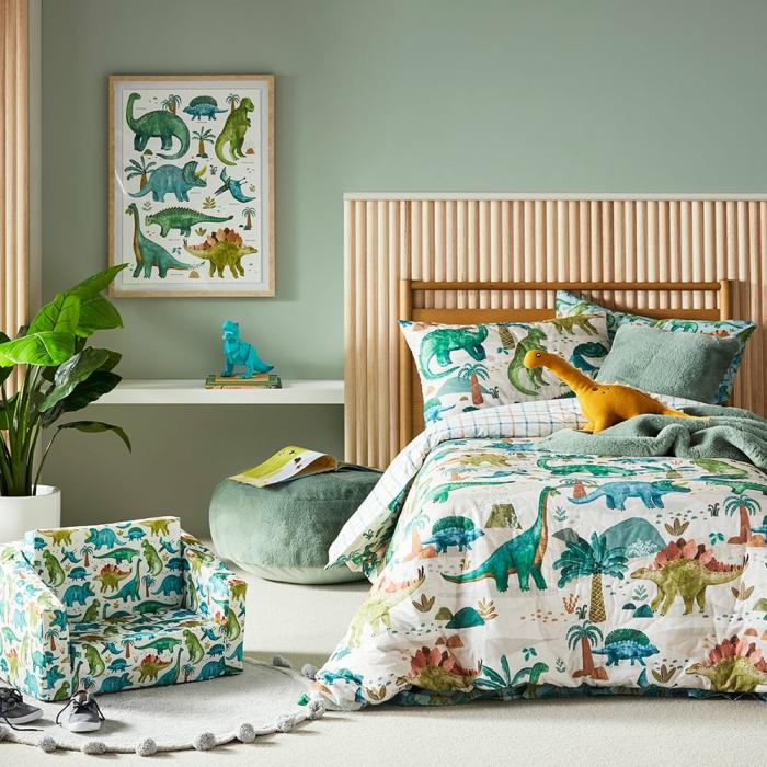 Quilt Covers & Coverlets |  Dinosaur Explore Natural Quilted Quilt Cover Set Kids Bedlinen Quilt Covers & Coverlets