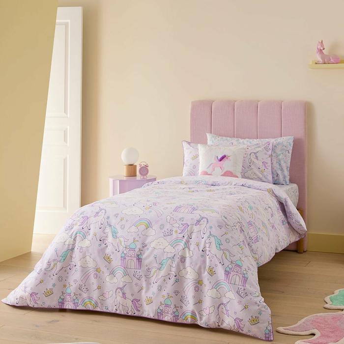 Quilt Covers & Coverlets |  Fantasy Unicorn Lilac Quilt Cover Set Kids Bedlinen Quilt Covers & Coverlets