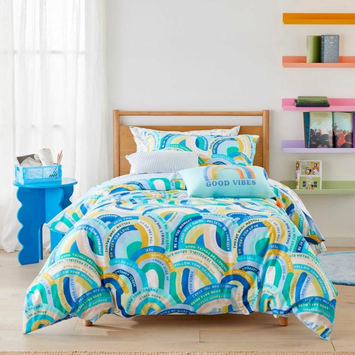 Quilt Covers & Coverlets |  Good Vibes Blue Quilt Cover Set Kids Bedlinen Quilt Covers & Coverlets