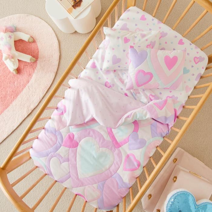 Quilt Covers & Coverlets |  I Heart You Lilac Cot Quilt Cover Set Kids Bedlinen Quilt Covers & Coverlets