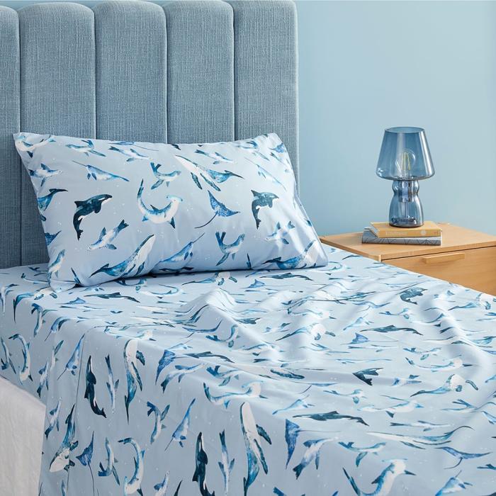 Quilt Covers & Coverlets |  Make A Splash Slate Blue Sheet Set Kids Bedlinen Quilt Covers & Coverlets