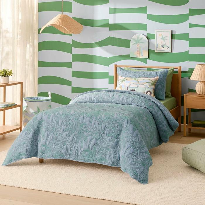 Quilt Covers & Coverlets |  Palm Blue Quilted Quilt Cover Set Kids Bedlinen Quilt Covers & Coverlets