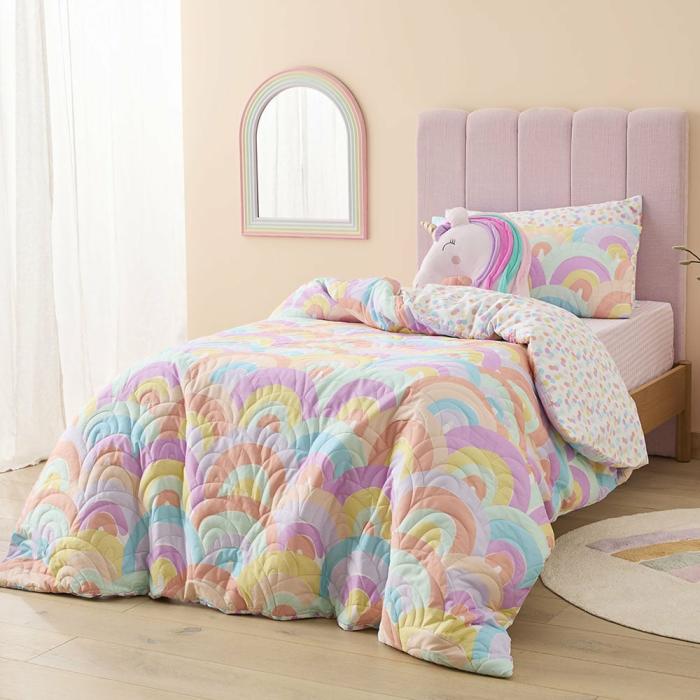 Quilt Covers & Coverlets |  Rainbow Burst Pastel Quilted Quilt Cover Set Kids Bedlinen Quilt Covers & Coverlets