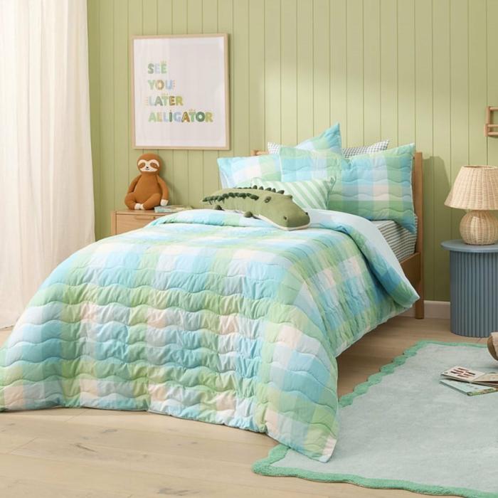 Quilt Covers & Coverlets |  Samuel Check Blue Quilted Quilt Cover Set Kids Bedlinen Quilt Covers & Coverlets