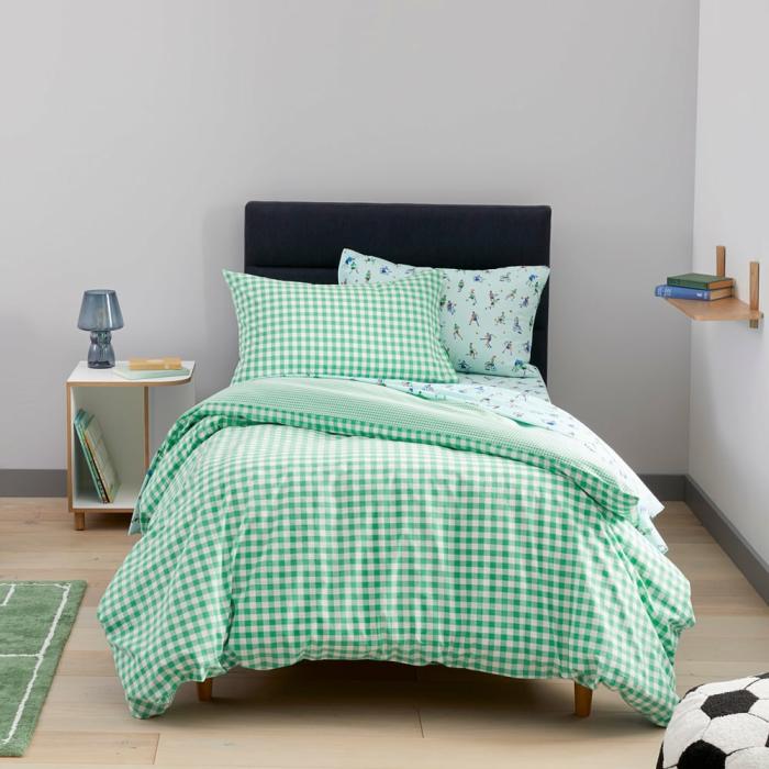 Quilt Covers & Coverlets |  Sawyer Yarn Dyed Gingham Green Quilt Cover Set Kids Bedlinen Quilt Covers & Coverlets