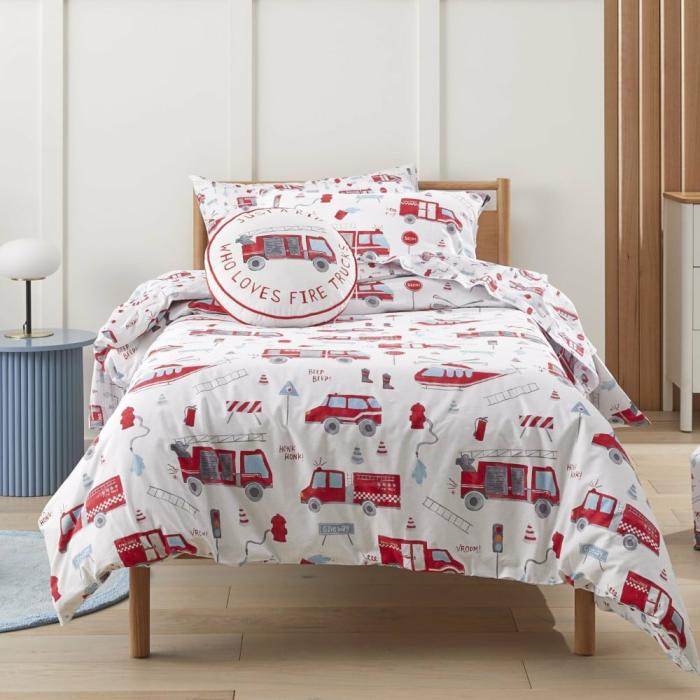 Quilt Covers & Coverlets |  Transport Rescue Crew Grey Marle Quilt Cover Set Kids Bedlinen Quilt Covers & Coverlets