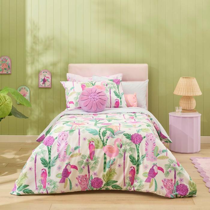 Quilt Covers & Coverlets |  Tropical Jungle White Quilt Cover Set Kids Bedlinen Quilt Covers & Coverlets