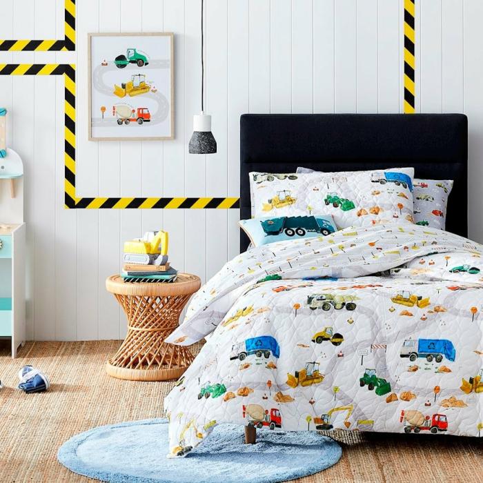 Quilt Covers & Coverlets |  Truck Town Multi Quilted Quilt Cover Set Kids Bedlinen Quilt Covers & Coverlets