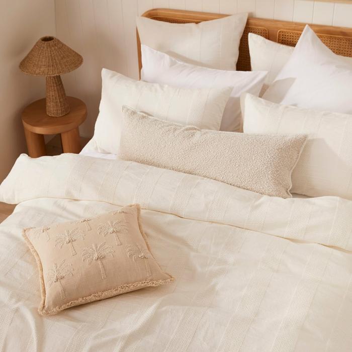 Quilt Covers |  Hervey Off White Quilt Cover Set + Separates Bedlinen Quilt Covers