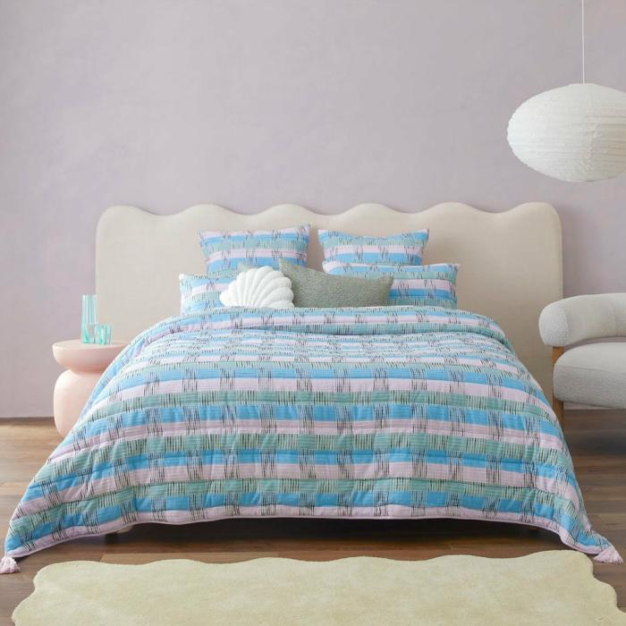 Quilt Covers |  Indie Lilac Check Quilted Coverlet Separates Bedlinen Coverlets