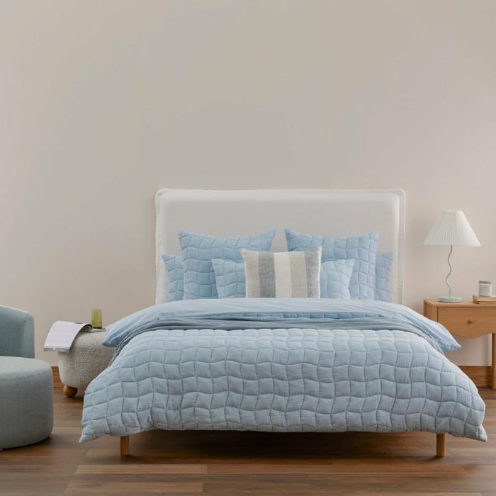 Quilt Covers |  Layla Soft Blue Quilted Quilt Cover Separates Bedlinen Quilt Covers