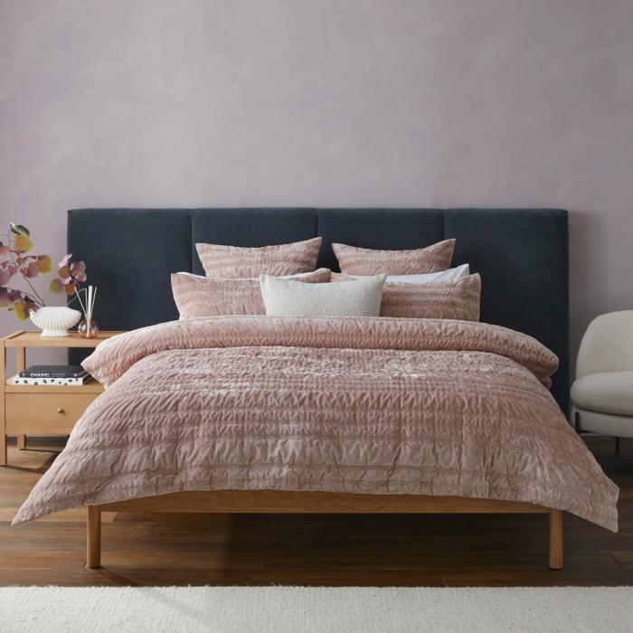 Quilt Covers |  Maeve Blush Velvet Quilted Quilt Cover Separates Bedlinen Quilt Covers