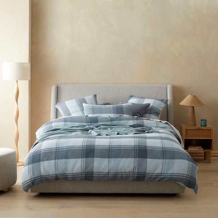 Quilt Covers |  Perry Ice Blue Waffle Quilt Cover Set + Separates Bedlinen Quilt Covers