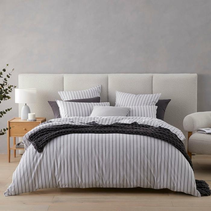 Quilt Covers |  Stonewashed Cotton Cloud Stripe Quilt Cover Separates Bedlinen Quilt Covers