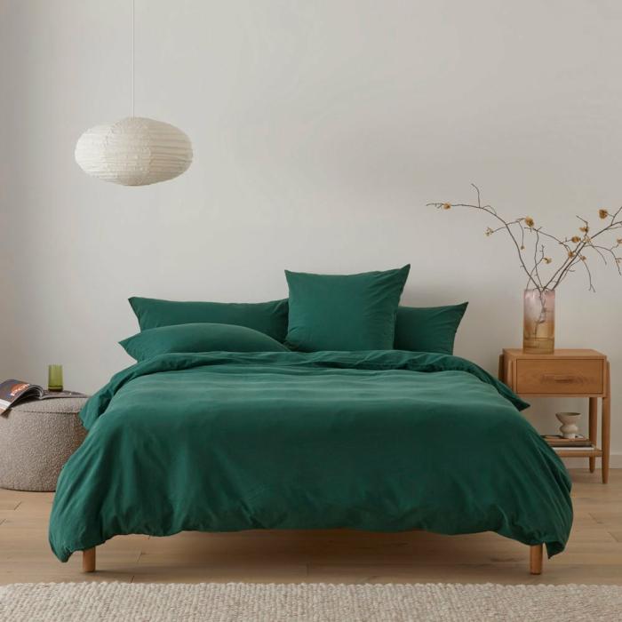 Quilt Covers |  Stonewashed Cotton Evergreen Quilt Cover Separates Bedlinen Quilt Covers