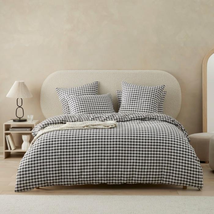 Quilt Covers |  Talia Charcoal Check Quilt Cover Set + Separates Bedlinen Quilt Covers