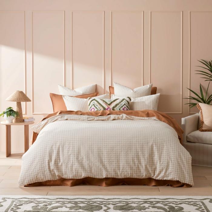 Quilt Covers |  Talia Check Sand Quilt Cover Set + Separates Bedlinen Quilt Covers