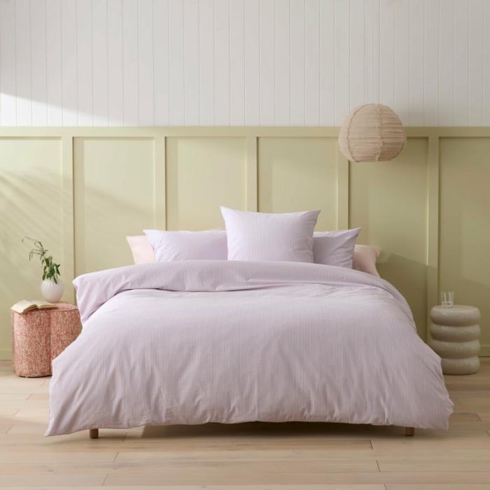 Quilt Covers |  Talia Stripe Lilac Quilt Cover Set + Separates Bedlinen Quilt Covers