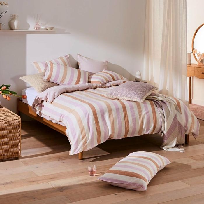 Quilt Covers |  Vintage Washed Linen Cotton Lilac Stripe Quilt Cover Set + Separates Bedlinen Quilt Covers