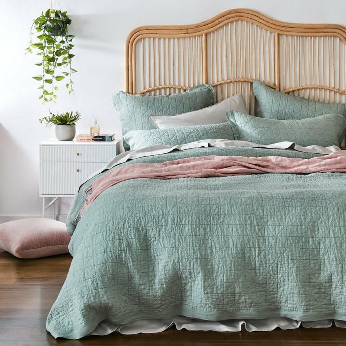 Quilt Covers |  Vintage Washed Linen Eucalyptus Quilted Quilt Cover Separates Bedlinen Quilt Covers