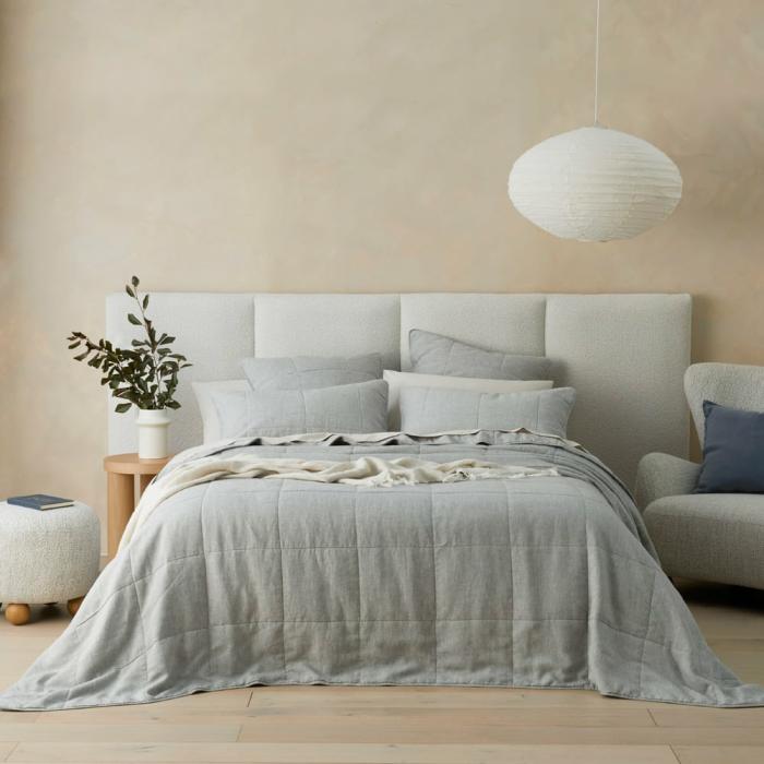 Quilt Covers |  Vintage Washed Linen Grey Marle Bedspread + Separates Bedlinen Quilt Covers