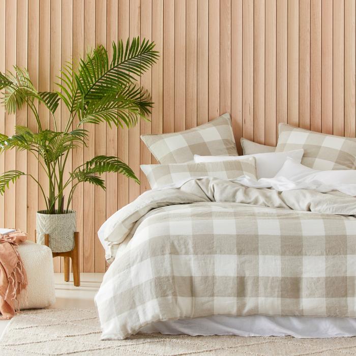 Quilt Covers |  Vintage Washed Linen Large Linen Check Quilt Cover Separates Bedlinen Quilt Covers