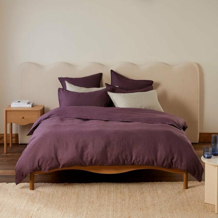 Quilt Covers |  Vintage Washed Linen Plum Quilt Cover + Separates Bedlinen Quilt Covers