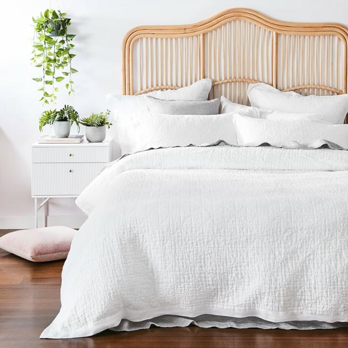 Quilt Covers |  Vintage Washed Linen White Quilted Quilt Cover Separates Bedlinen Quilt Covers