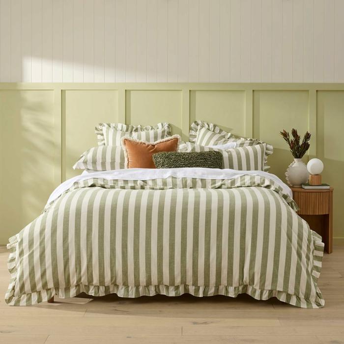 Quilt Covers |  Willow Ruffle Olive Quilt Cover Set + Separates Bedlinen Quilt Covers