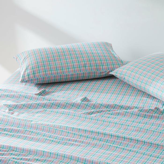 Sheets |  Bright Check Green Printed Sheet Set Bedlinen Sheets