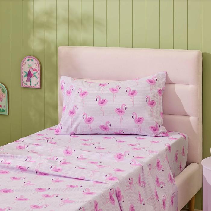 Sheets |  Flamingo Pink Sheet Set Kids Bedlinen Sheets